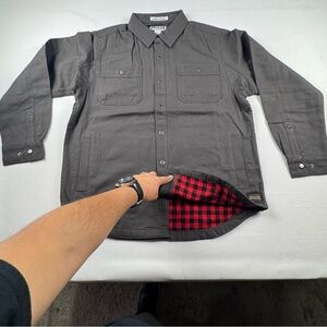 OLD STOCK! HEAVY DUTTY NWT Duluth Gray Shirt with Red Plaid Accent VARIOUS SIZES